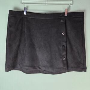 Arula Womens Black Faux Suede Parker Button Detail Mini Skirt Size B 18 Grunge